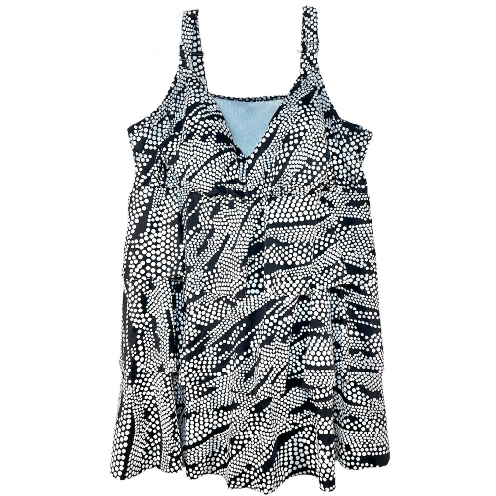 Catherine’s Black and White Polka Dot Swim Dress w/ Built in Bra, [Sz 22W]